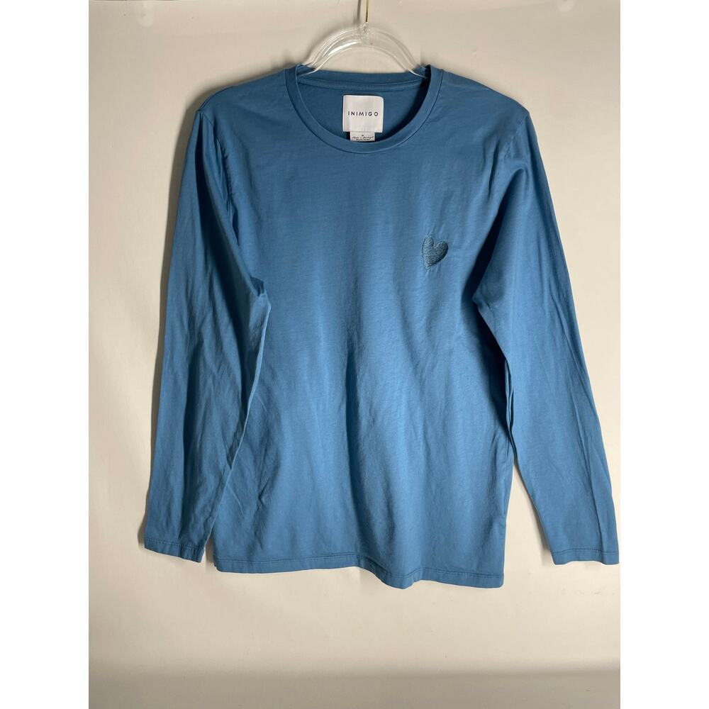 Inimigo Blue Heart Embroidered Organic Cotton Long Sleeve T-shirt Men's Medium